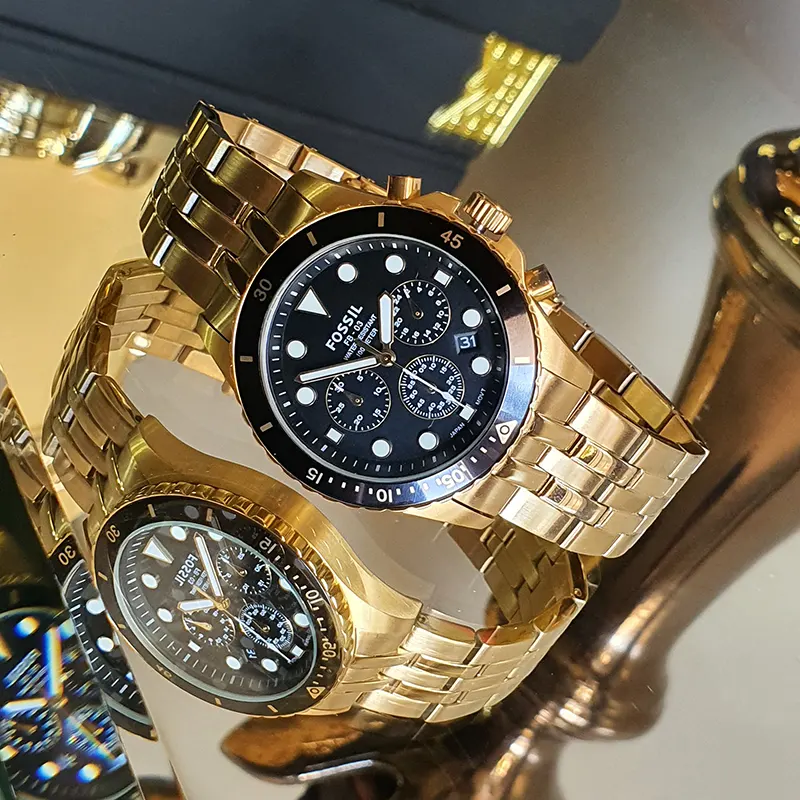 Fossil FB-01 Chronograph Gold-Tone Black Dial Men's Watch- FS5836